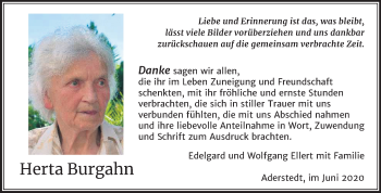 Traueranzeige von Herta Burgahn von Super Sonntag Bernburg