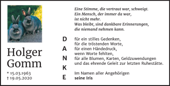 Traueranzeige von Holger Gomm von Mitteldeutsche Zeitung Aschersleben / Mansfelder Land