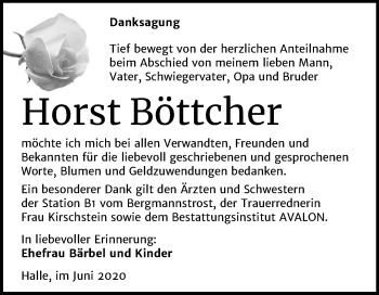 Traueranzeige von Horst Böttcher von Mitteldeutsche Zeitung Halle/Saalkreis