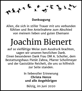 Traueranzeige von Joachim Bienert von Super Sonntag Wittenberg
