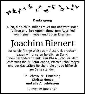 Traueranzeige von Joachim Bienert von Mitteldeutsche Zeitung Wittenberg