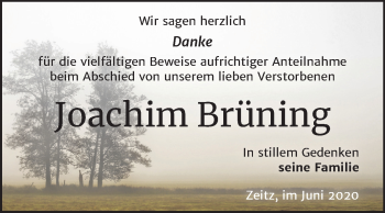 Traueranzeige von Joachim Brüning von Mitteldeutsche Zeitung Zeitz