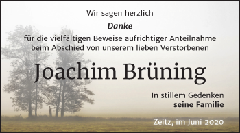 Traueranzeige von Joachim Brüning von Super Sonntag Zeitz