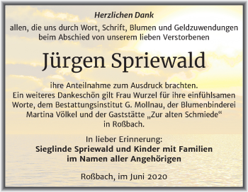 Traueranzeige von Jürgen Spriewald von Super Sonntag Merseburg/Querfurt