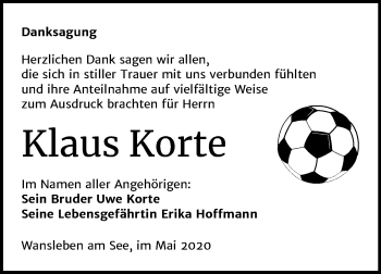 Traueranzeige von Klaus Korte von Mitteldeutsche Zeitung Mansfelder Land