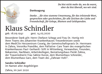 Traueranzeige von Klaus Schindler von Super Sonntag Wittenberg
