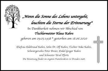 Traueranzeige von Klaus Wahre von Mitteldeutsche Zeitung Halle/Saalkreis