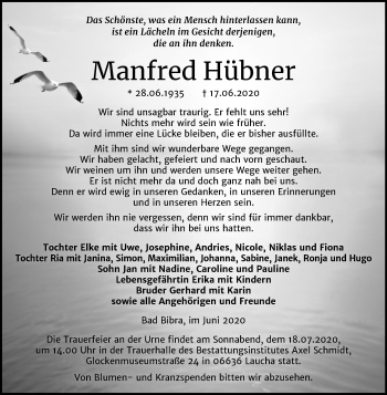 Traueranzeige von Manfred Hübner von Mitteldeutsche Zeitung Naumburg/Nebra