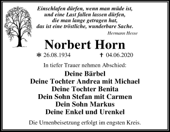 Traueranzeige von Norbert Horn von Super Sonntag Dessau-Roßlau