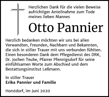 Traueranzeige von Otto Pannier von Super Sonntag Wittenberg