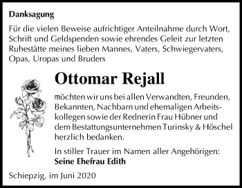 Traueranzeige von Ottomar Rejall von Mitteldeutsche Zeitung Halle/Saalkreis