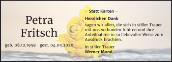 Traueranzeige von Petra Fritsch von Mitteldeutsche Zeitung Wittenberg