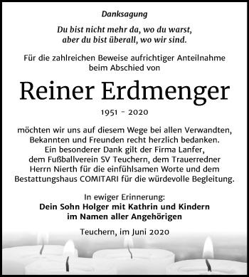 Traueranzeige von Reiner Erdmenger von Super Sonntag Weißenfels