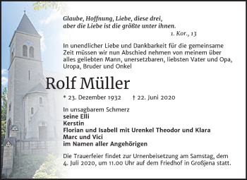 Traueranzeige von Rolf Müller von Mitteldeutsche Zeitung Naumburg/Nebra