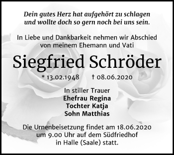 Traueranzeige von Siegfried Schröder von Mitteldeutsche Zeitung Halle/Saalkreis