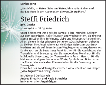 Traueranzeige von Steffi Friedrich von Mitteldeutsche Zeitung Sangerhausen