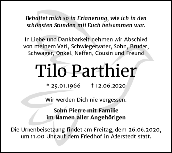Traueranzeige von Tilo Parthier von Mitteldeutsche Zeitung Bernburg