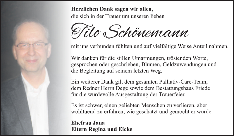  Traueranzeige für Tilo Schönemann vom 13.06.2020 aus Super Sonntag Dessau-Roßlau