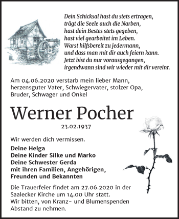 Traueranzeige von Werner Pocher von Wochenspiegel Naumburg/Nebra