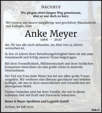 Traueranzeige von Anke Meyer von Wochenspiegel Weißenfels