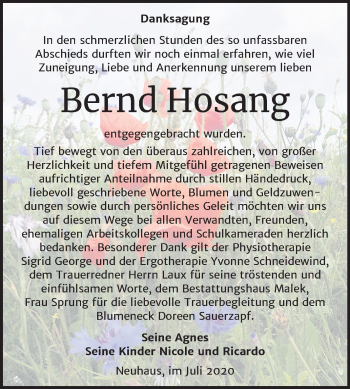 Traueranzeige von Bernd Hosang von Super Sonntag Sangerhausen