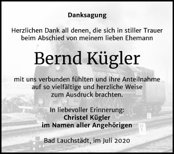 Traueranzeige von Bernd Kügler von Mitteldeutsche Zeitung Merseburg/Querfurt