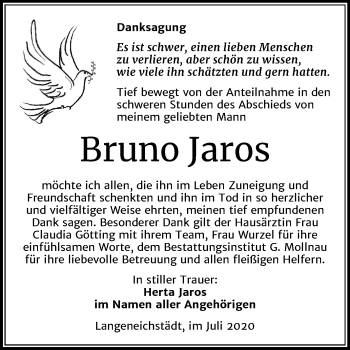 Traueranzeige von Bruno Jaros von Mitteldeutsche Zeitung Merseburg/Querfurt