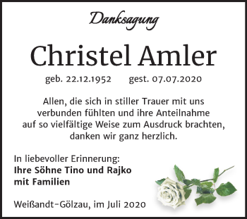 Traueranzeige von Christel Amler von Super Sonntag Köthen