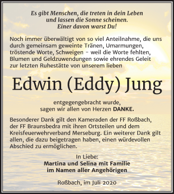 Traueranzeige von Edwin Jung von Super Sonntag Merseburg/Querfurt
