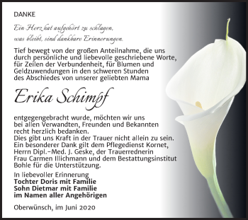 Traueranzeige von Erika Schimpf von Mitteldeutsche Zeitung Merseburg/Querfurt