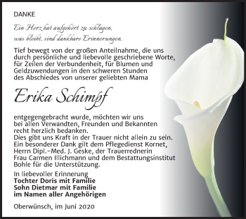 Traueranzeige von Erika Schimpf von Super Sonntag Merseburg/Querfurt