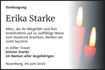 Traueranzeige von Erika Starke von Wochenspiegel Naumburg/Nebra