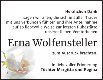 Traueranzeige von Erna Wolfensteller von Mitteldeutsche Zeitung Wittenberg