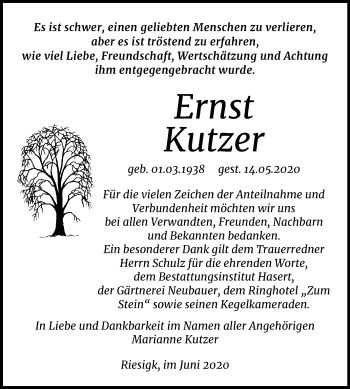 Traueranzeigen von Ernst Kutzer | www.abschied-nehmen.de