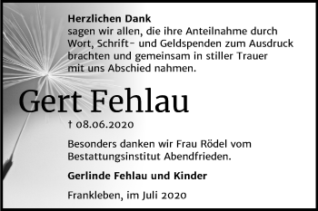 Traueranzeige von Gert Fehlau von Super Sonntag Merseburg/Querfurt