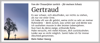 Traueranzeige von Gertraud  von Mitteldeutsche Zeitung Bernburg