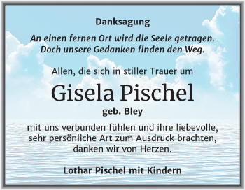 Traueranzeige von Gisela Pischel von Wochenspiegel Mansfelder Land