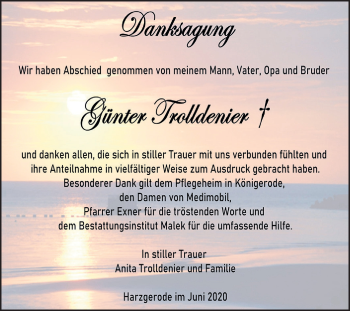 Traueranzeige von Günter Trolldenier von Super Sonntag Quedlinburg