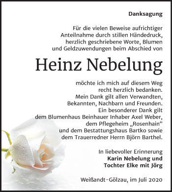 Traueranzeige von Heinz Nebelung von Super Sonntag Köthen