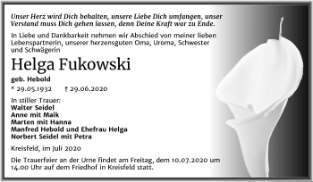 Traueranzeige von Helga Fukowski von Mitteldeutsche Zeitung Mansfelder Land