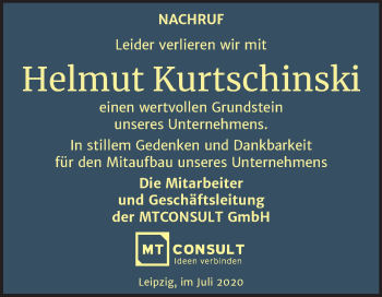 Traueranzeige von Helmut Kurtschinski von Mitteldeutsche Zeitung Merseburg/Querfurt