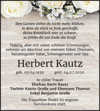 Traueranzeige von Herbert Kautz von Mitteldeutsche Zeitung Sangerhausen