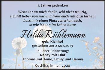 Traueranzeige von Hilda Rühlemann von Super Sonntag Merseburg/Querfurt