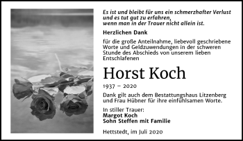 Traueranzeige von Horst Koch von Wochenspiegel Mansfelder Land