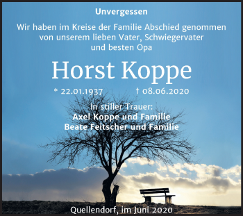 Traueranzeige von Horst Koppe von Mitteldeutsche Zeitung Bitterfeld