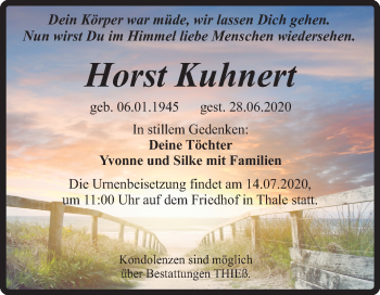 Traueranzeige von Horst Kuhnert von Mitteldeutsche Zeitung Quedlinburg