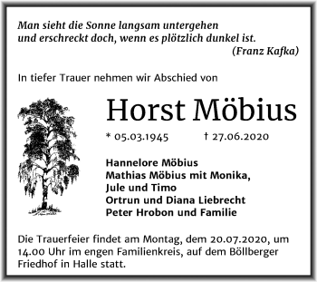 Traueranzeige von Horst Möbius von Mitteldeutsche Zeitung Halle/Saalkreis
