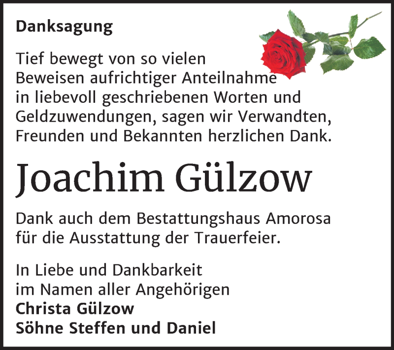  Traueranzeige für Joachim Gülzow vom 18.07.2020 aus Super Sonntag Dessau-Roßlau