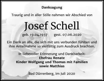 Traueranzeige von Josef Schell von Mitteldeutsche Zeitung Merseburg/Querfurt