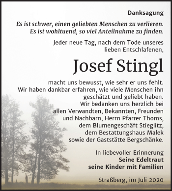 Traueranzeige von Josef Stingl von Super Sonntag Quedlinburg